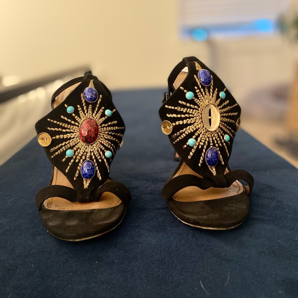 Aquazzura Stone & Suede Strappy Sandals Size 37